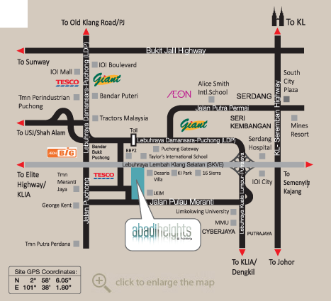 Location Map Centria Abadi Heights Puchong Retail Lot Shop Lot Shop